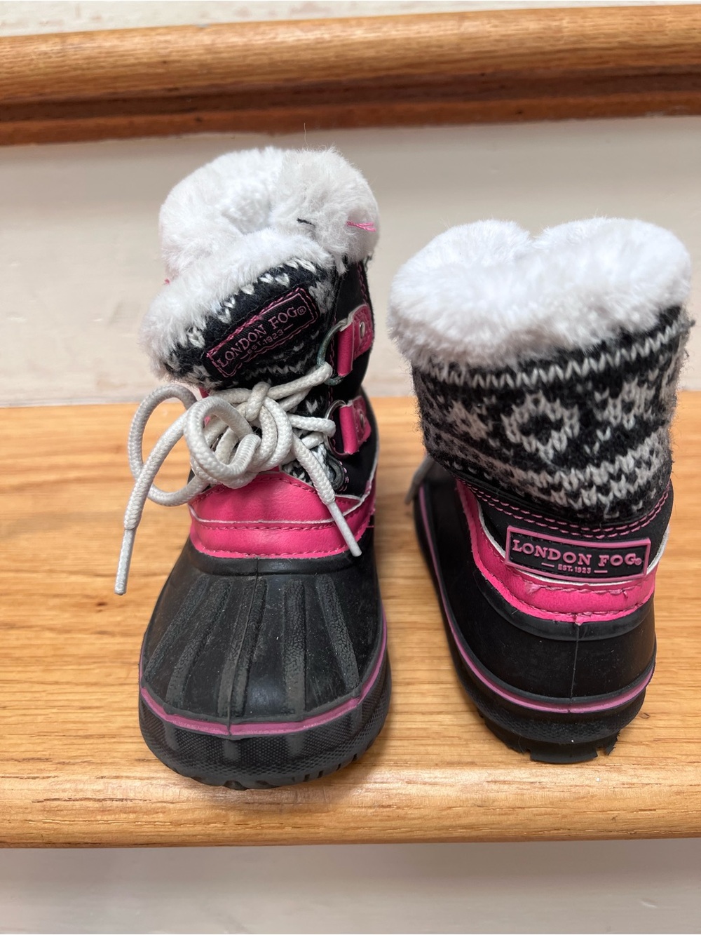 London Fog Kids Pink and Black Winter Boots